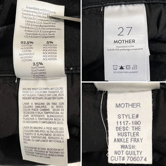 Mother The Hustler Ankle Fray Jean High Waist Flare Raw Hem Not Guilty Black 27 - Picture 16 of 16